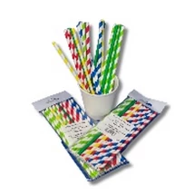 Every Pack Szívószál 25db-os 6x200mm PAPÍR VEGYES CSÍKOS