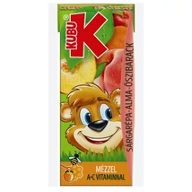 Kubu Üdítő 200ml SÁRGARÉPA-ALMA-ŐSZIBARACK mézzel, Szívószálas