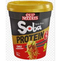 NISSIN SOBA CUP PROTEIN Sült tészta 93g CHILI (Piros-Poharas)