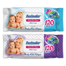 FRESHMAKER Nedves törlőkendő 120lap JUMBO BABY 