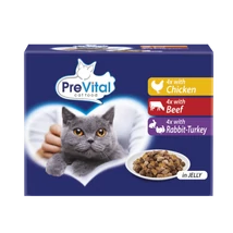 PREVITAL Macskaeledel ALUTASAKOS 12X100g VEGYES ZSELÉS (065/062)