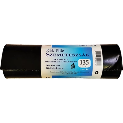 KÉK PILLE Szemeteszsák 135l 70x110cm 10db-os (fekete)