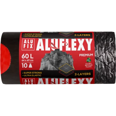 ALUFIX Szemeteszsák 60l 64x69cm 10db-os SZALAGBEHÚZÓS ALUFLEXY (920)