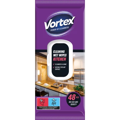 VORTEX Törlőkendő 48db KUPAKOS KONYHAI (0703)