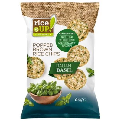 RICE UP Chips 60g OLASZ BAZSALIKOM ÍZŰ