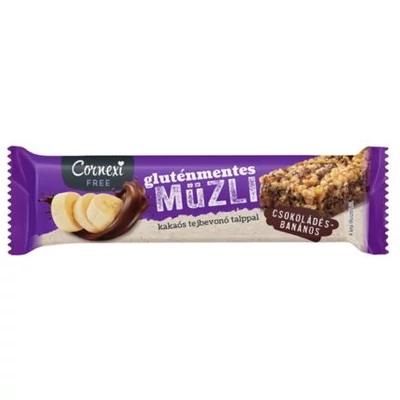 CORNEXI Müzliszelet 25g CSOKOLÁDÉS-BANÁNOS ÍZŰ, GLUTÉNM.