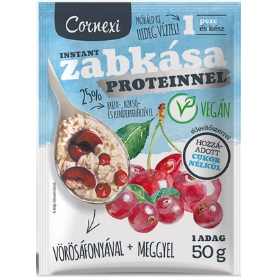 CORNEXI Zabkása 50g PROTEIN ÁFONYÁS MEGGYES VEGÁN ÉDESÍTŐSZERREL (0040)