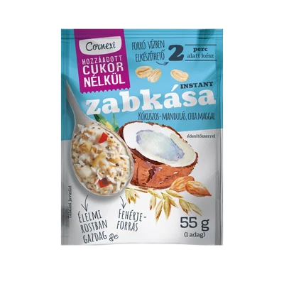 CORNEXI Zabkása 55g KÓKUSZOS MANDULÁS CHIA MAGOS HOZZÁADOTT CUKOR NÉLKÜL (0109)