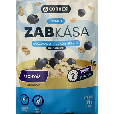 CORNEXI Zabkása 55g ÁFONYÁS CHIA MAGGAL HOZZÁADOTT CUKOR NÉLKÜL (0111)