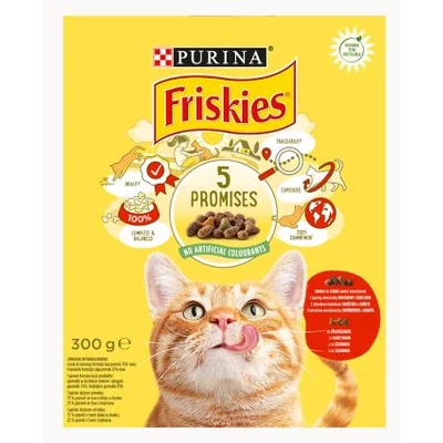 FRISKIES Macskaeledel száraz 300g MARHÁVAL, CSIRKÉVEL, ZÖLDSÉGEKKEL