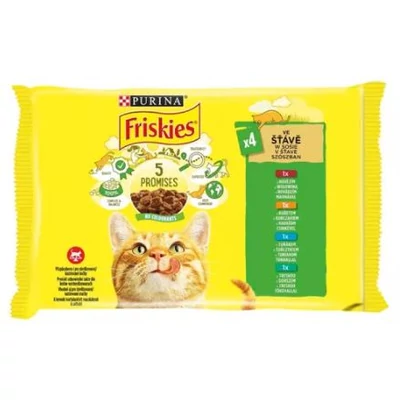FRISKIES Macskaeledel szószban 4x85g MARHA, CSIRKE, TONHAL, TŐKEHAL (213)