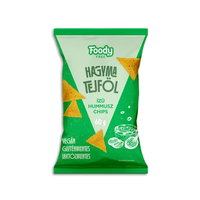 FOODY Chips Hummusz 60g HAGYMA-TEJFÖL ÍZŰ