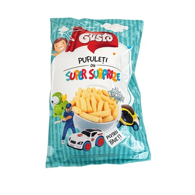 GUSTO Pufuleti Surprise 85g Kukoricapehely Extrudált SÓS + JÁTÉK FIÚS