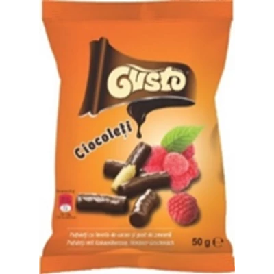 GUSTO Pufuleti 50g Kukoricapehely Extrudált MÁRTOTT MÁLNA-CSOKIS (414/524)