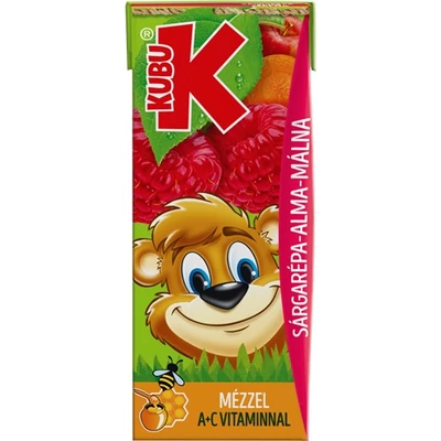 Kubu Üdítő 200ml SÁRGARÉPA-ALMA-MÁLNA mézzel, Szívószálas