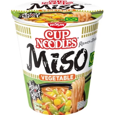 NISSIN CUP NOODLES Instant tésztaleves 67g ZÖLDSÉGES (MISO VEGETABLE)
