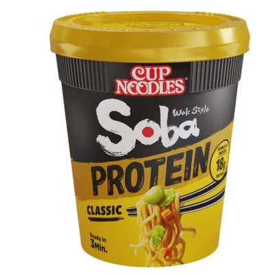 NISSIN SOBA CUP PROTEIN Sült tészta 92g CLASSIC (Sárga-Poharas)