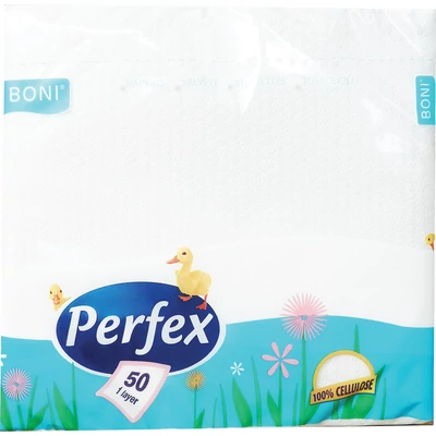 PERFEX Szalvéta 1rétegű 33x33cm 50db FEHÉR