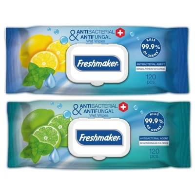 FRESHMAKER Nedves törlőkendő 120lap ANTIBAKTERIÁLIS