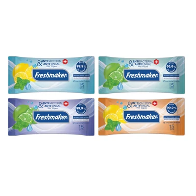FRESHMAKER Nedves zsebkendő 15lap ANTIBAKTERIÁLIS