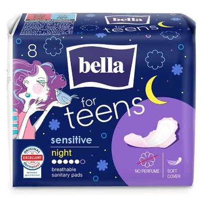 BELLA For Teens Eü.betét 8db-os SENSITIVE NIGHT BE-013-MW08-W04