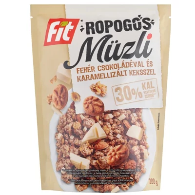 FIT Müzli 200g ROPOGÓS, FEHÉR CSOKOLÁDÉVAL ÉS KEKSZSZEL