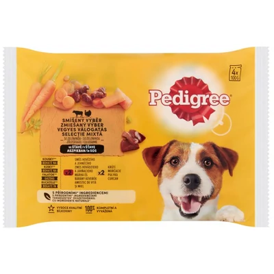 PEDIGREE Kutyaeledel nedves 4x100g MARHA-BÁRÁNY, PULYKA-RÉPA (745)