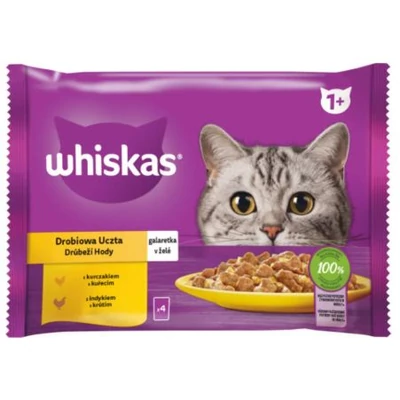 WHISKAS Macskaeledel nedves 4x85g ASZPIKOS BAROMFI VÁLOGATÁS MÁRTÁSBAN (430/331)