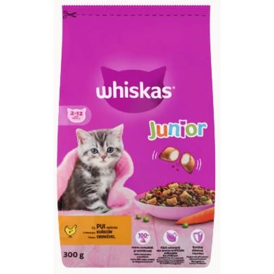 WHISKAS Macskaeledel száraz 300g JUNIOR CSIRKE