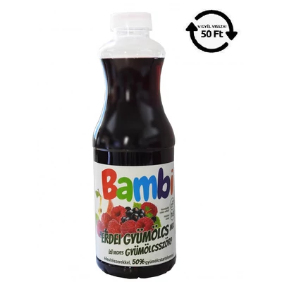 BAMBI DRS! Gyümölcsszörp 1l 50% -os ERDEI GYÜMÖLCS ÉDESÍTŐSZERREL