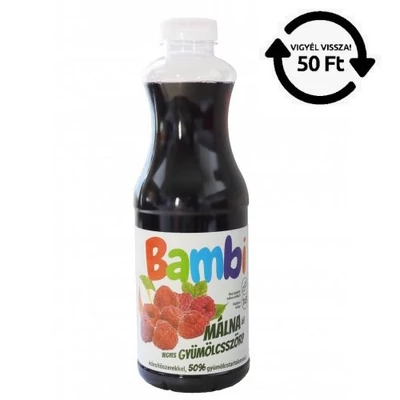 BAMBI DRS! Gyümölcsszörp 1l 50% -os MÁLNA ÉDESÍTŐSZERREL