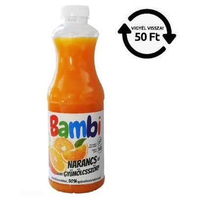 BAMBI DRS! Gyümölcsszörp 1l 50% -os NARANCS ÉDESÍTŐSZERREL