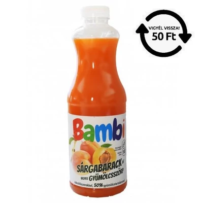 BAMBI DRS! Gyümölcsszörp 1l 50% -os SÁRGABARACK ÉDESÍTŐSZERREL