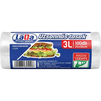 LALLA Uzsonnás tasak 25x35cm 3l 100db 